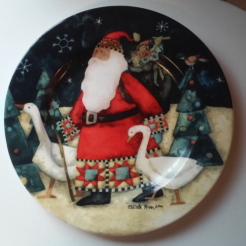 Holiday Home Plate Debi Hron 2005 DW & Microwave Safe 8 1/4"